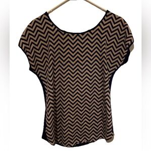 Espresso Chevron Women's Blouse blue and beige size small
